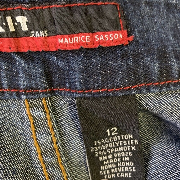 Vtg Kikit Maurice Sasson Sassoon Denim Belted Stretch Wide Leg‎ Flare Sz 12 Jean - Picture 4 of 8